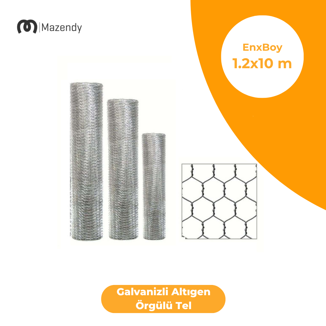 1.2x10 m Galvanizli Kümes ve Bahçe Çit Teli Dayanıklı Esnek Tel Kafes Tel