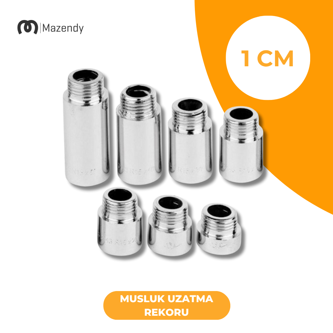 1 cm Musluk Uzatma Rekoru Krom Kaplama 1/2 Uyumlu Pirinç – 1 Adet