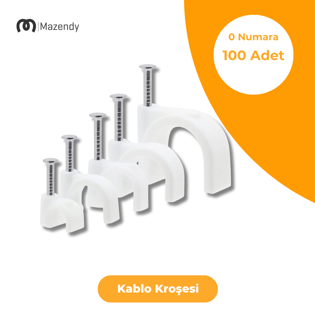 Çelik Çivili Kablo Kroşesi 0 Numara 100 Adet Çivi Dahil Kablo Düzenleyici
