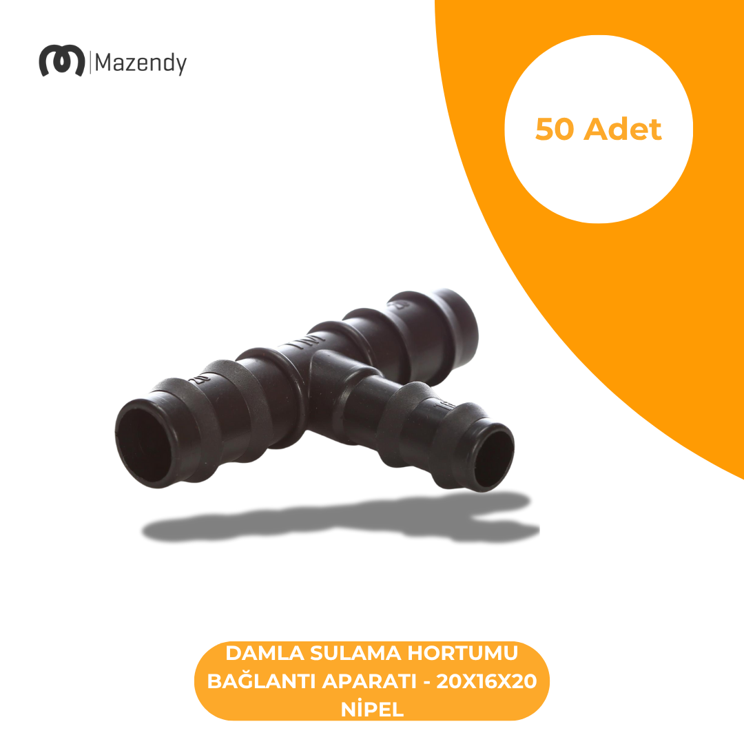Damla Sulama 20x16x20 T Bağlantı - Dayanıklı ve Kolay Montajlı Bağlantı Parçası (50 Adet)
