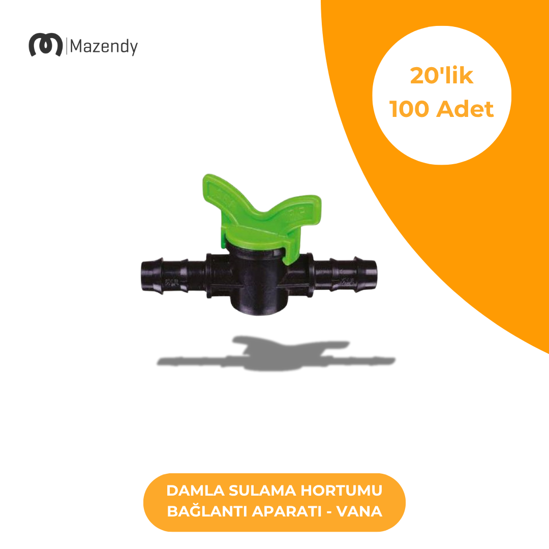 Damla Sulama Vana 20'lik - Dayanıklı ve Kolay Montajlı Bağlantı Parçası (100 Adet)