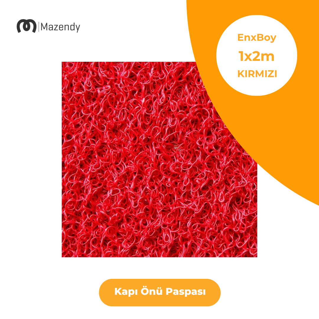 Kıvırcık Paspas 1x2m 14mm Kırmızı Kapı Önü Kaymaz Dış Mekan Halısı