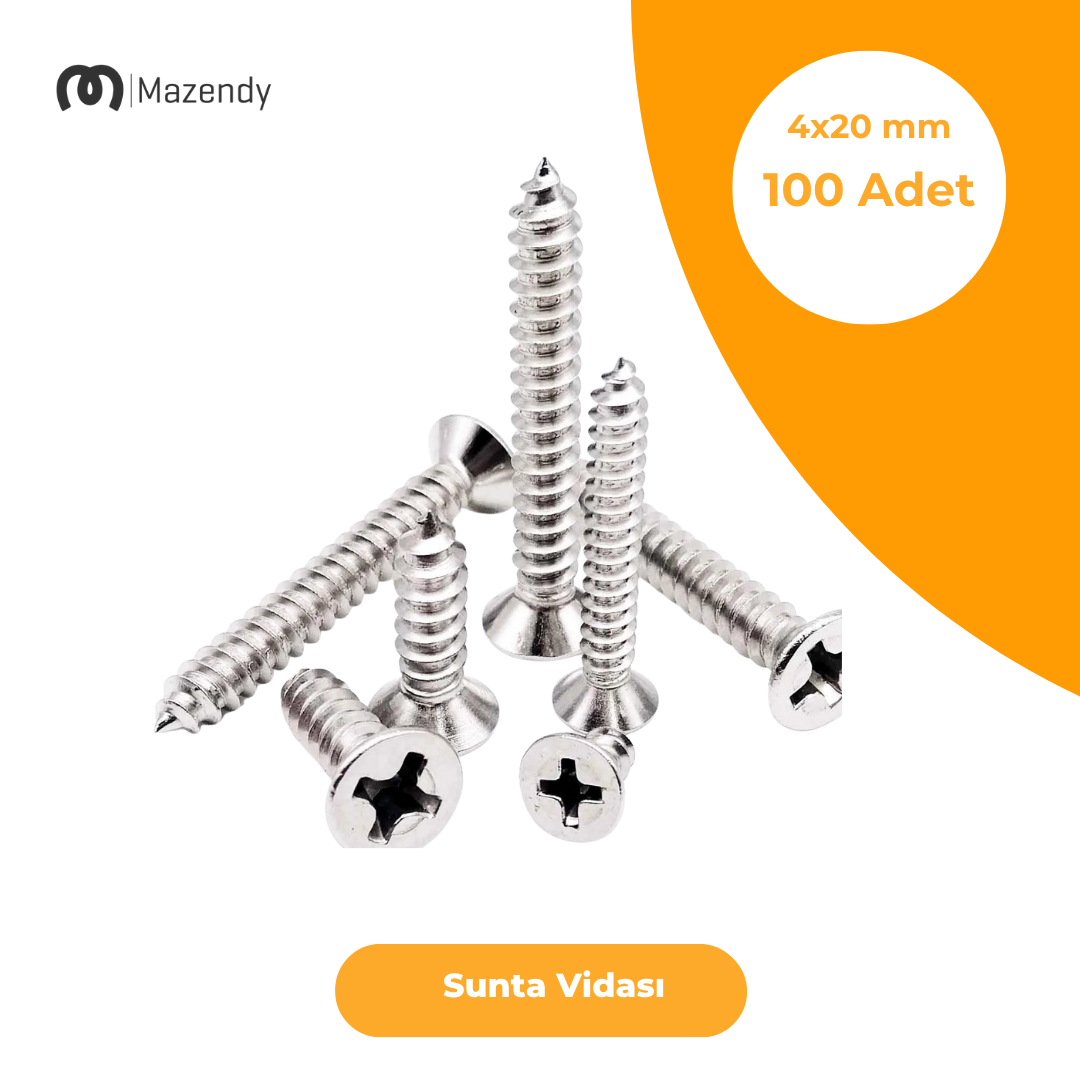 Sunta Vidası Galvanizli 4x20 mm 100 Adet