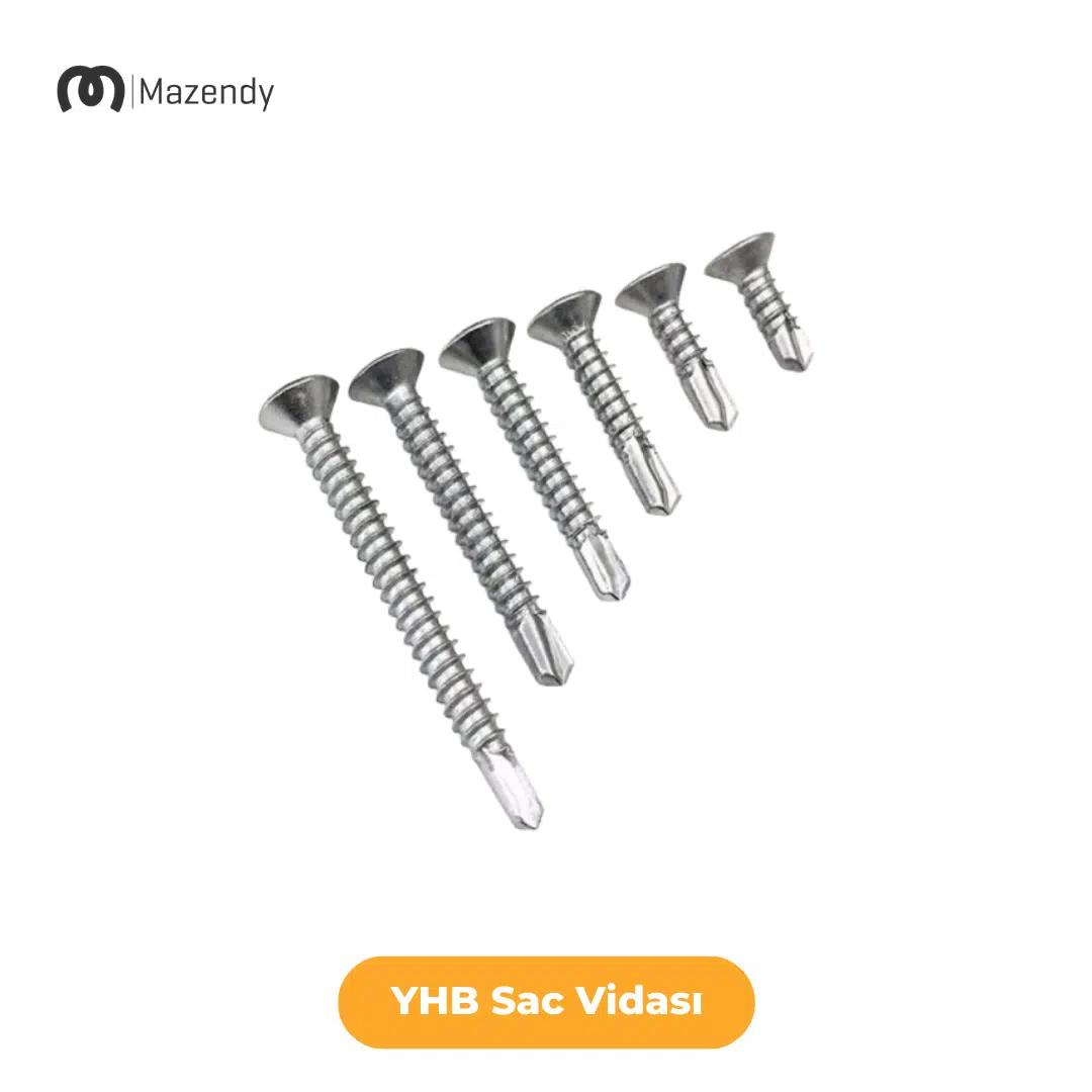 YHB Sac Vidası Galvanizli Havşa Başlı Matkap Uçlu
